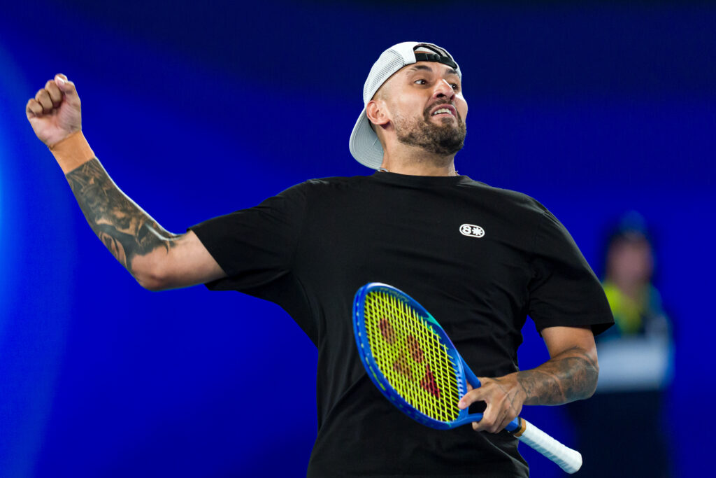 Nick Kyrgios reacts during the 2026 One Point Slam
