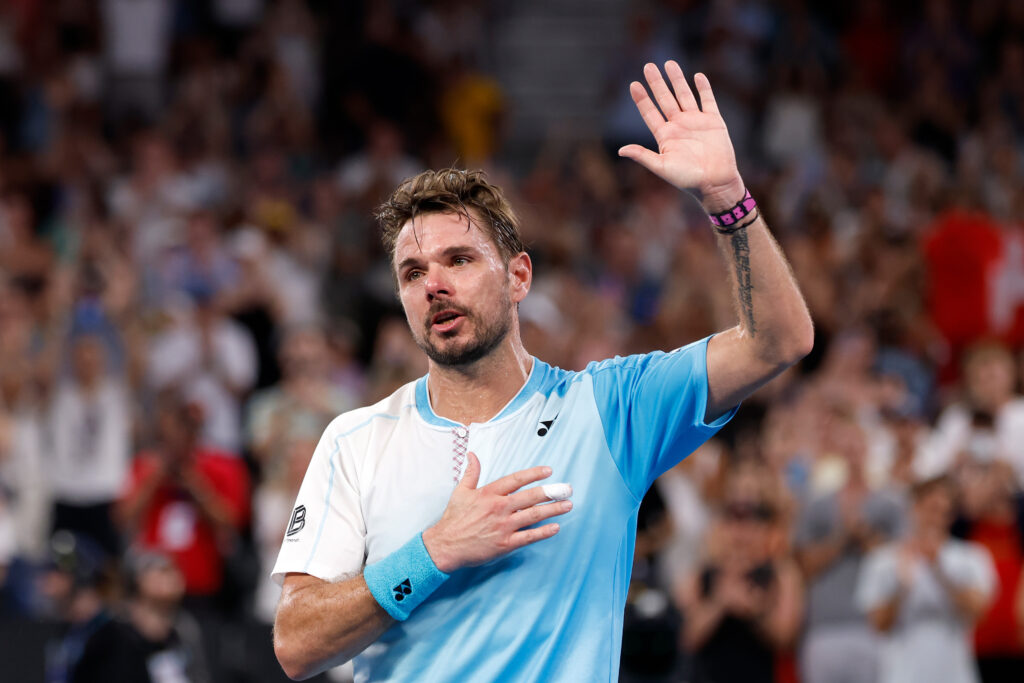 Stan Wawrinka reacts after losing to Taylor Fritz at the 2026 Australian Open