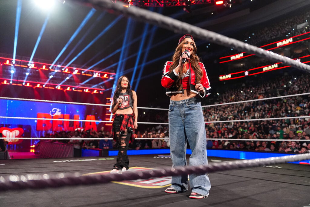 Nikki Bella speaks during Monday Night RAW at Xfinity Mobile Arena on February 2, 2026 in Philadelphia, United States.