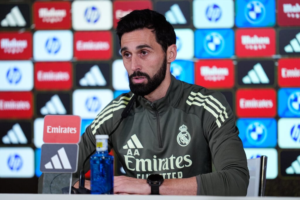 Alvaro Arbeloa, head coach of Real Madrid, attends his press conference during the training day of Real Madrid ahead the Spanish League, LaLiga EA Sports, football match against Rayo Vallecano at Ciudad Deportiva Real Madrid.
