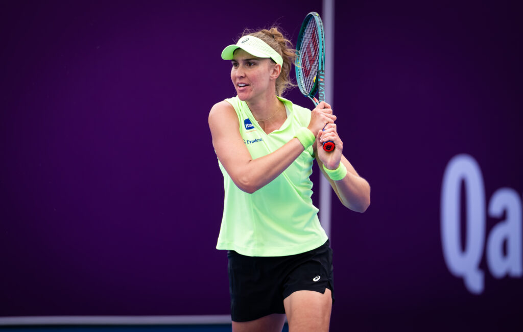 Beatriz Haddad Maia during her match against Anastasia Zakharova at the 2026 Qatar Open.