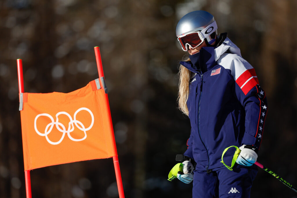 Lindsey Vonn prepares at the 2026 Winter Olympics