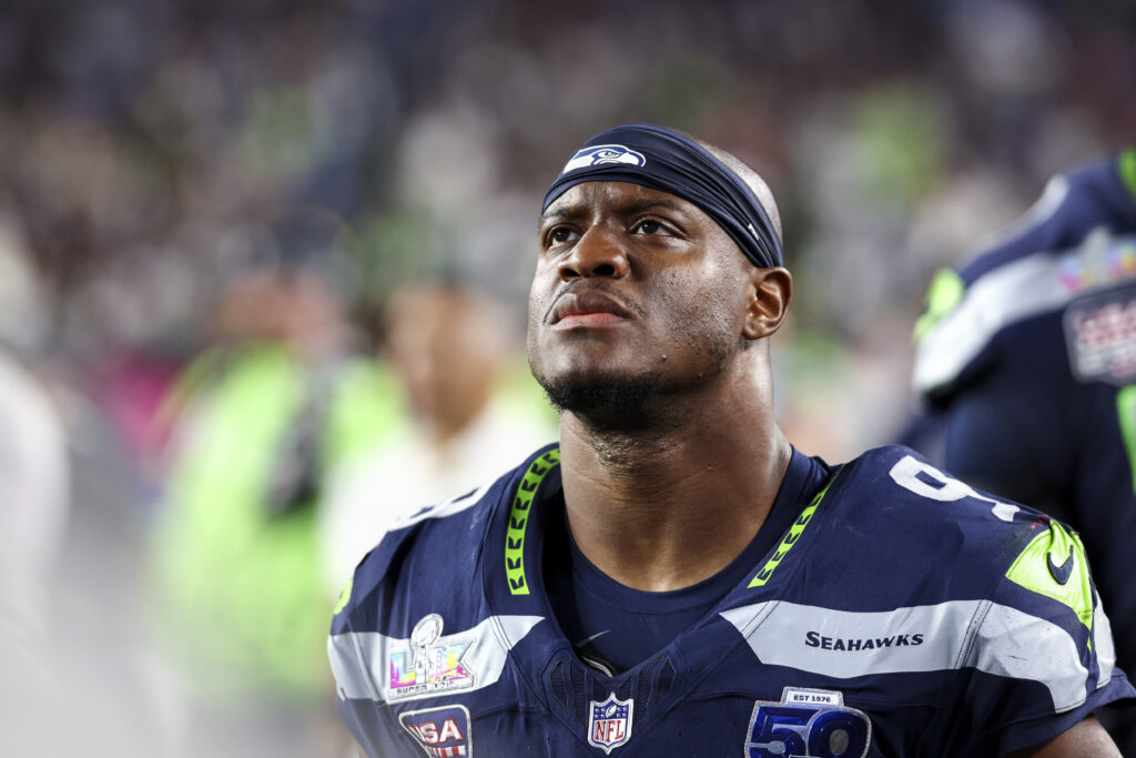 Kenneth Walker III #9 of the Seattle Seahawks stands on the sidelines during the fourth quarter of the NFL Super Bowl LX football game against the New England Patriots, at Levi's Stadium on February 8, 2026 in Santa Clara, California.