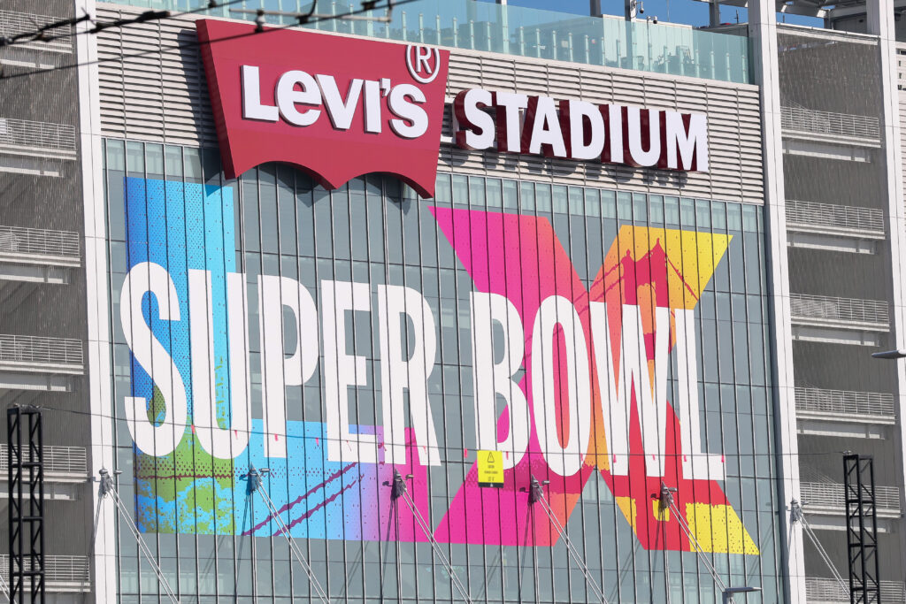 A general view outside Levi's Stadium prior to Super Bowl LX on February 05, 2026 in Santa Clara, California.