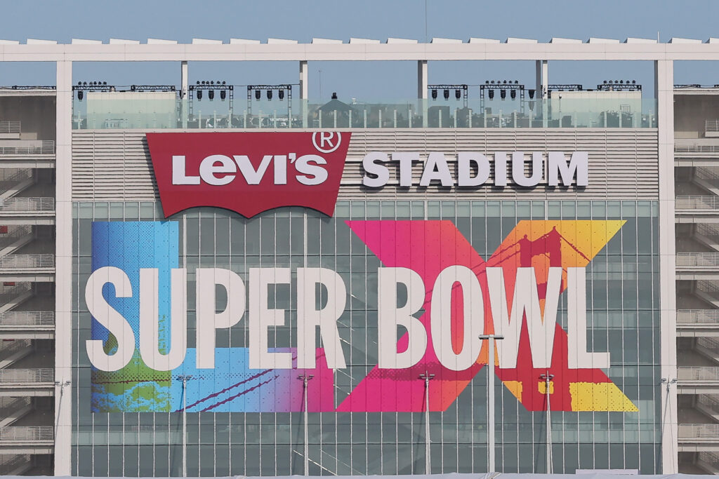A general view outside Levi's Stadium prior to Super Bowl LX on February 05, 2026 in Santa Clara, California.
