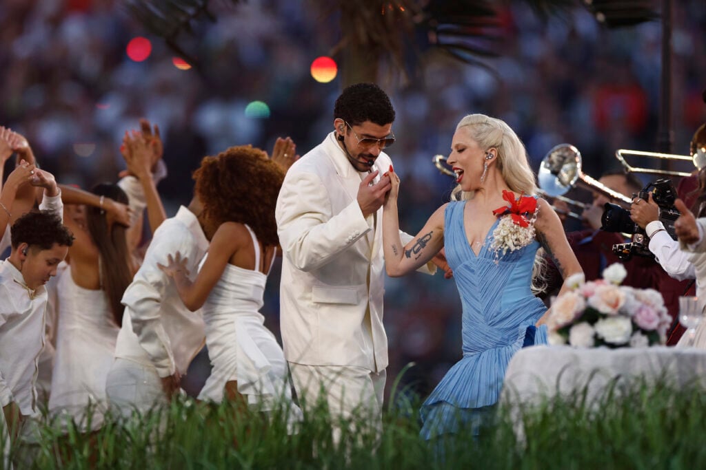 Bad Bunny and Lady Gaga performs the halftime show. The New England Patriots and Seattle Seahawks played in Super Bowl LX at Levi's Stadium on February 8, 2026.