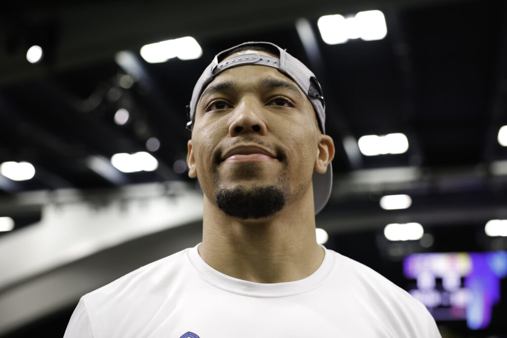 Amon-Ra St. Brown #14 of the Detroit Lions looks on before the 2026 NFL Pro Bowl game between the AFC and the NFC at the Moscone Center South on February 03, 2026 in San Francisco, California.
