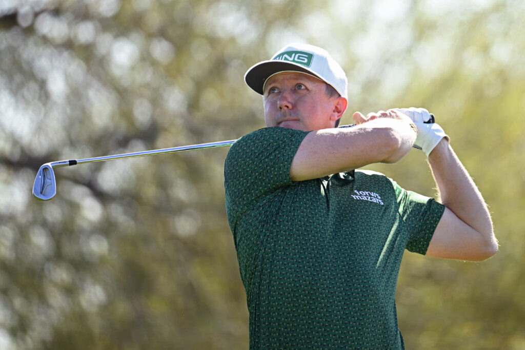 Mackenzie Hughes of Canada plays his shot from the fourth tee during the third round of the WM Phoenix Open 2026
