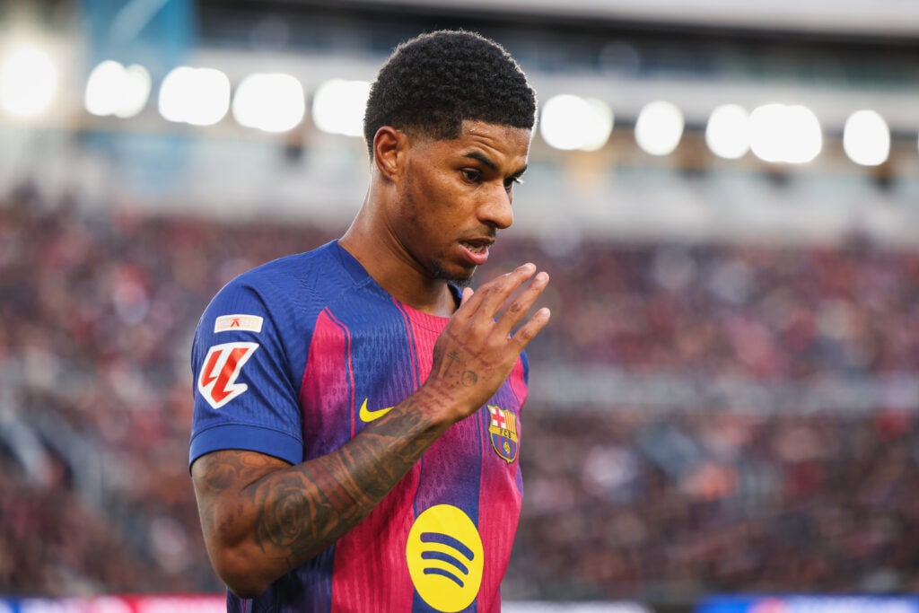 Marcus Rashford of FC Barcelona looks on during the LaLiga EA Sports match between FC Barcelona and RCD Mallorca at Spotify Camp Nou.
