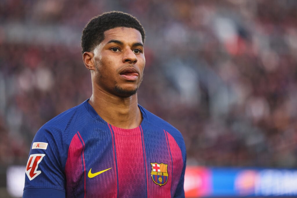 Marcus Rashford of FC Barcelona looks on during the LaLiga EA Sports match between FC Barcelona and RCD Mallorca at Spotify Camp Nou.