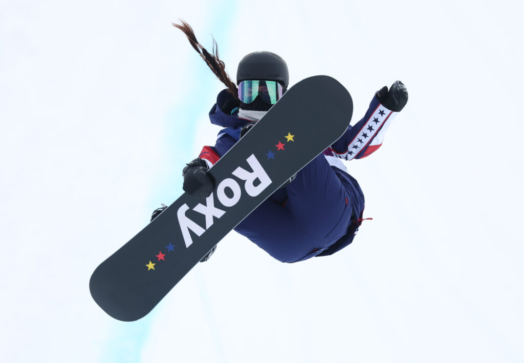 Chloe Kim of Team United States competes in the Women's Snowboard Halfpipe Qualification on day five of the Milano Cortina 2026 Winter Olympic games at Livigno Snow Park on February 11, 2026 in Livigno, Italy