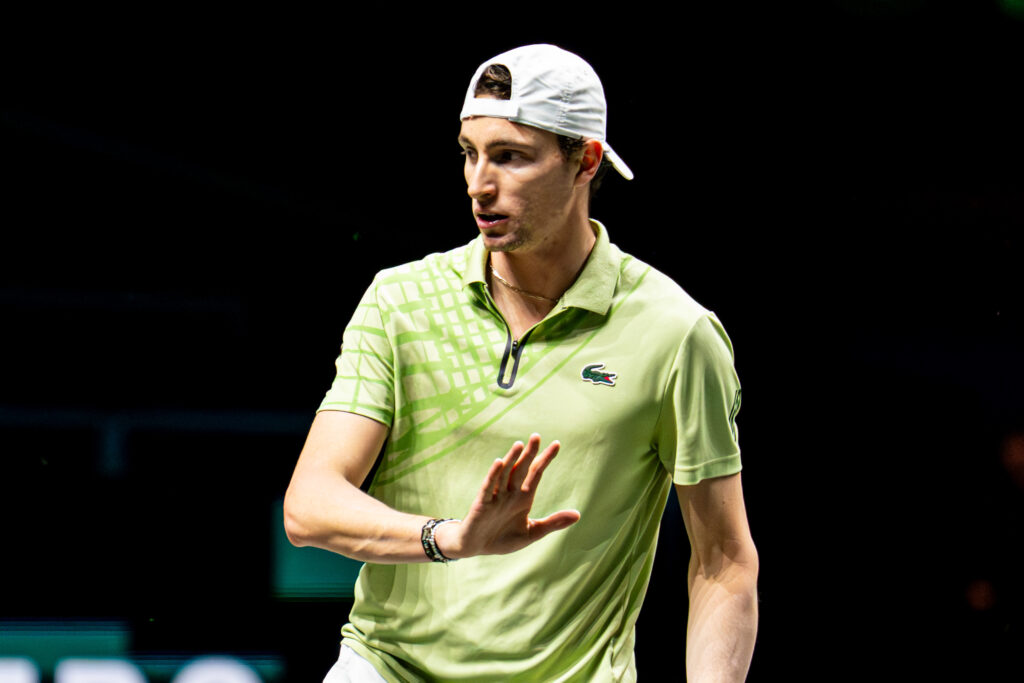Ugo Humbert reacts during the 2026 Rotterdam Open