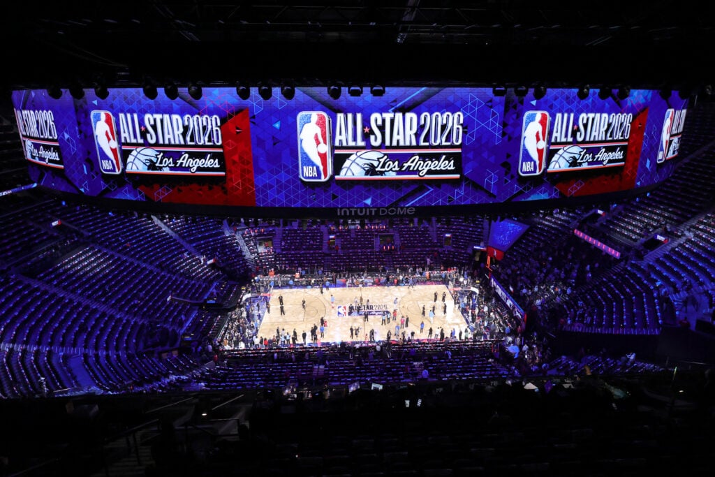 A view of the jumbotron during the 75th NBA All-Star Game at Intuit Dome on February 15, 2026 in Inglewood, California.