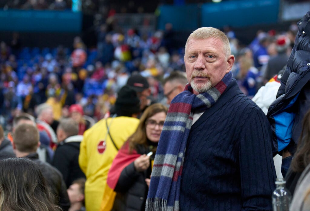 Boris Becker watches the game during the Men's Preliminary Round Group C match between USA and Germany on day nine of the Milano Cortina 2026 Winter Olympic games at Milano Santagiulia Ice Hockey Arena on February 15, 2026 in Milan, Italy.
