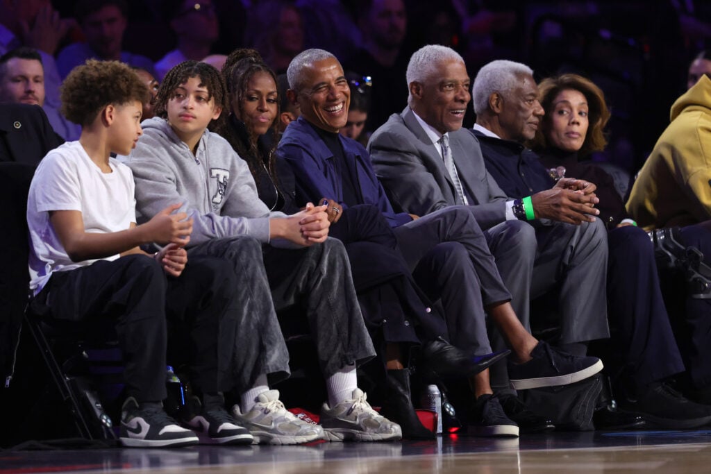 Barack Obama and Julius Erving attend the 75th NBA All-Star Game at Intuit Dome on February 15, 2026 in Inglewood, California.