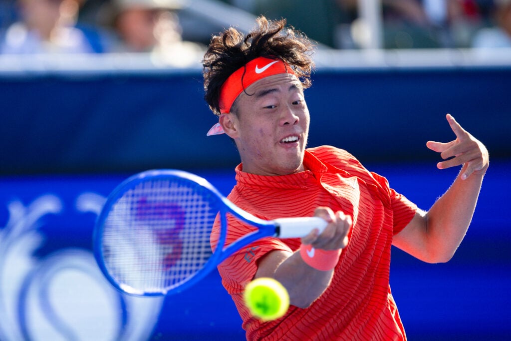 Coleman Wong in action at the 2026 Delray Beach Open