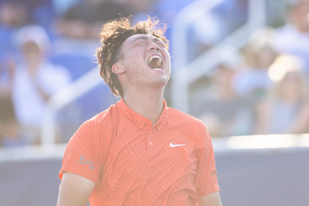 Coleman Wong celebrates at the 2026 Delray Beach Open
