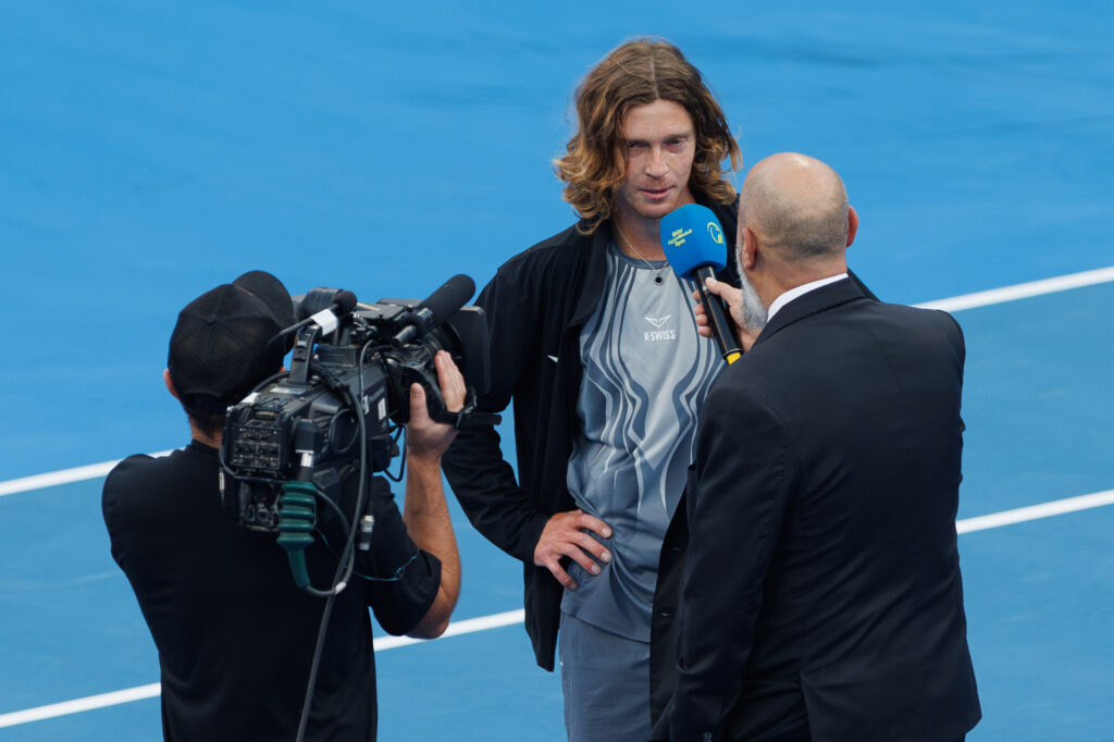 Andrey Rublev speaks in an interview.