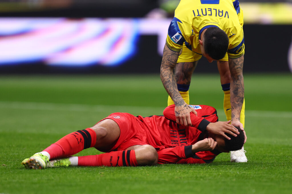 Ruben Loftus-Cheek of Ac Milan injured during the Serie A match between AC Milan and Parma