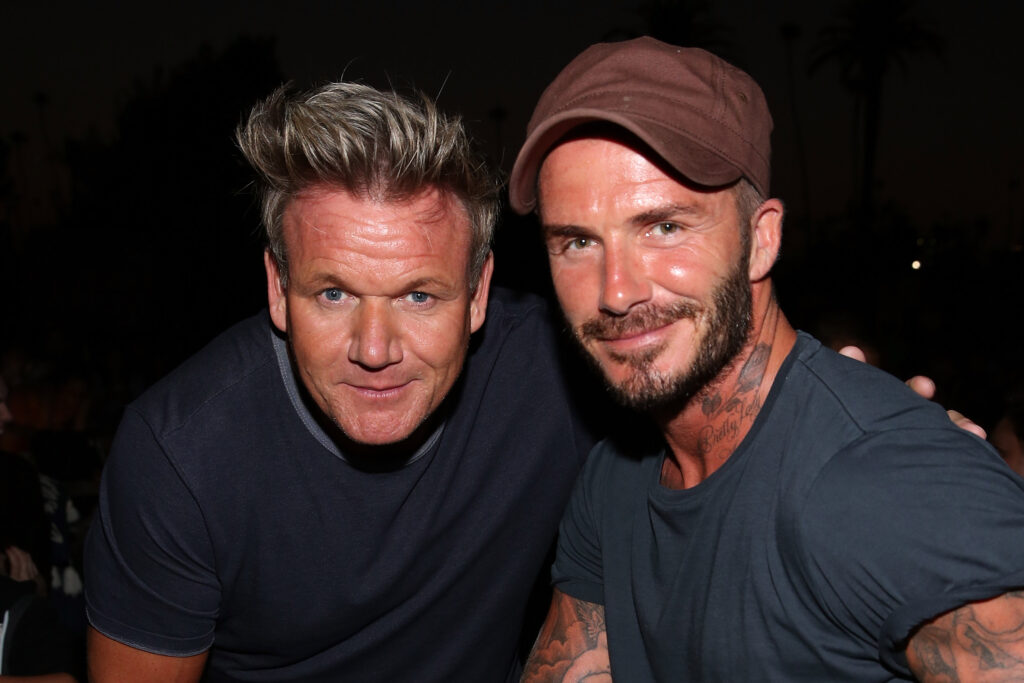 Chef Gordon Ramsay and David Beckham attend the Cinespia Presents "Sabrina" At The Hollywood Forever Cemetery at Hollywood Forever.