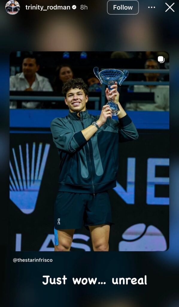 Trinity Rodman sends a message to Ben Shelton on Instagram after he won the Dallas Open title.