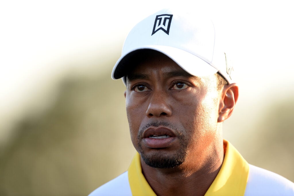 Tiger Woods looks on during the second round of the 2013 Masters