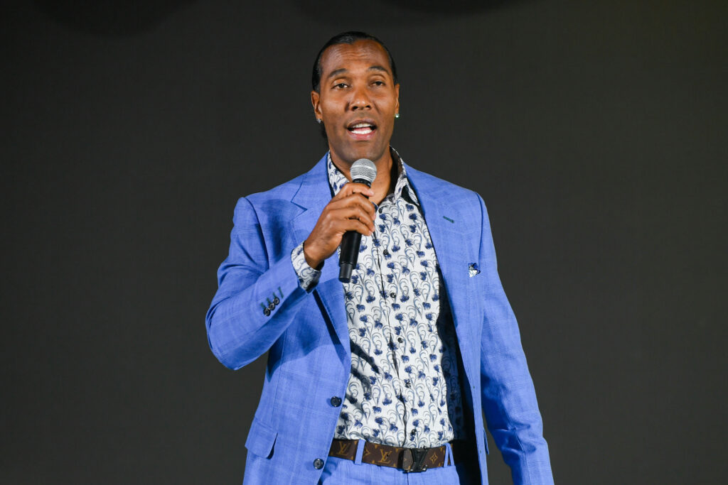 Former NFL Player T.J. Houshmandzadeh speaks on the NFL Your Vote Our Win panel during Day 1 of the BET Experience Fan Fest at Los Angeles Convention Center.