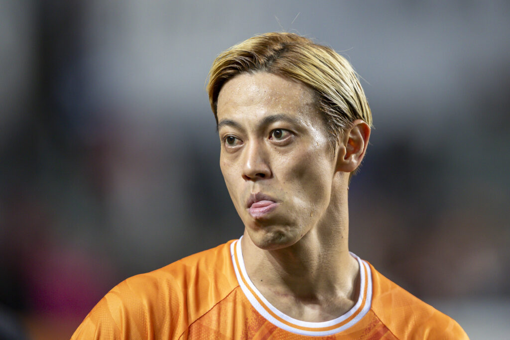 Keisuke Honda of World Legends reacts during the FWD Insurance Chinese New Year Cup match between World Legends and Hong Kong Legends at Hong Kong Stadium.
