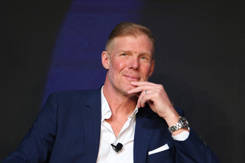 Alexi Lalas reacts during the FIFA World Cup 2026 official match schedule announcement