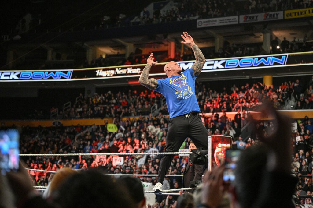 Randy Orton makes his entrance during SmackDown at KeyBank Center on January 2, 2026 in Buffalo, New York.