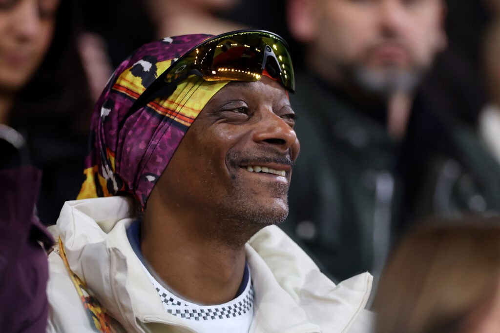 Snoop Dogg, rapper and co-owner of Swansea City reacts during the Sky Bet Championship match between Swansea City and Preston North End at Swansea.com Stadium.