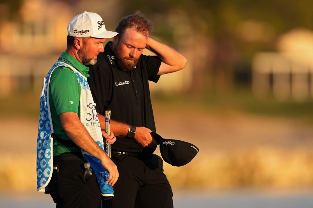 Shane Lowry of Ireland reacts on the 18th green during the final round of the Cognizant Classic 2026