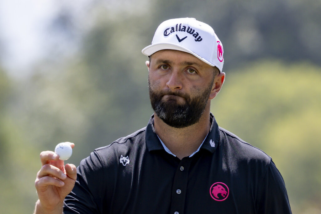 Jon Rahm acknowledges the crowd during the final round of LIV Golf Hong Kong