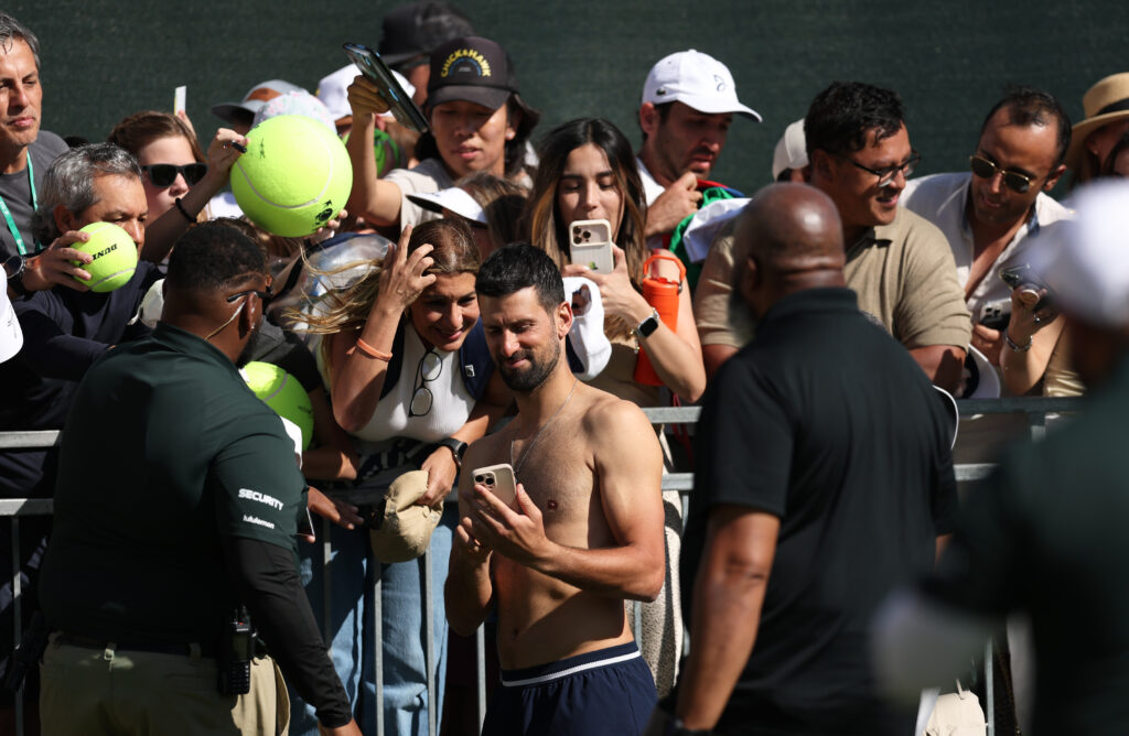 Novak Djokovic meets fans in Indian Wells.