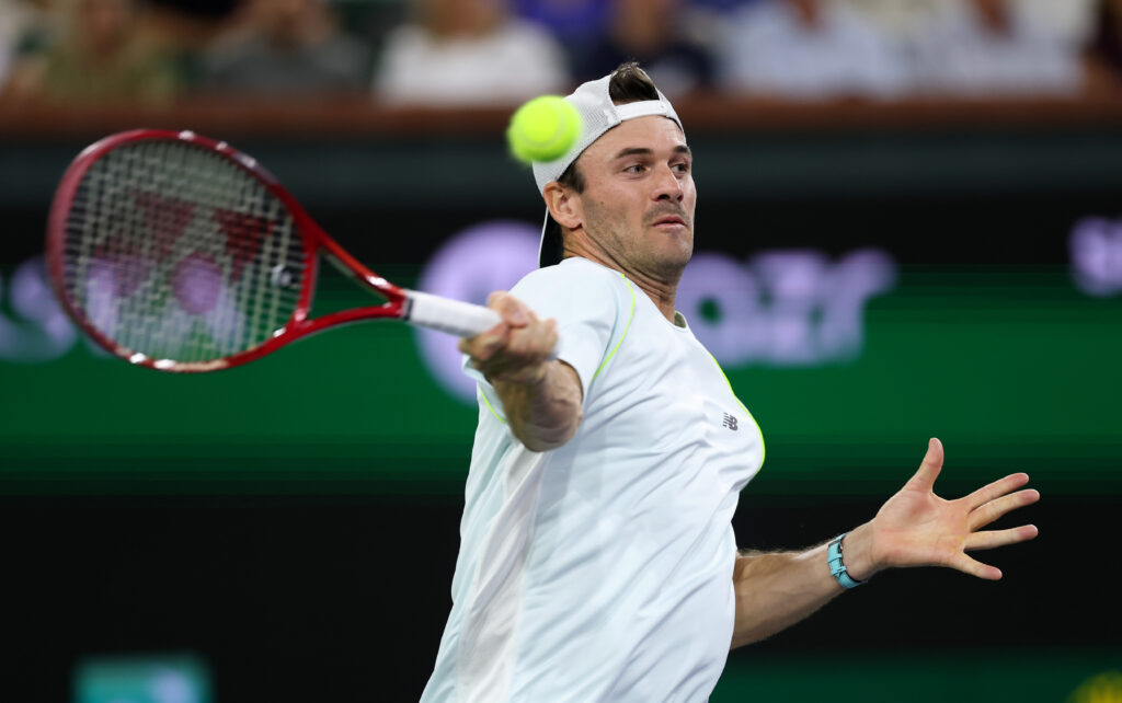 Tommy Paul hits a forehand at Indian Wells in 2026