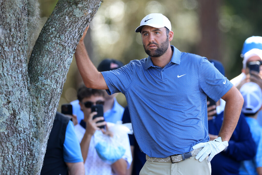 Scottie Scheffler looks on during the second round of The Players Championship