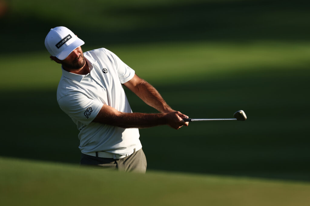Max Homa of the United States plays a shot prior to THE PLAYERS Championship 2026 at THE PLAYERS Stadium course at TPC Sawgrass