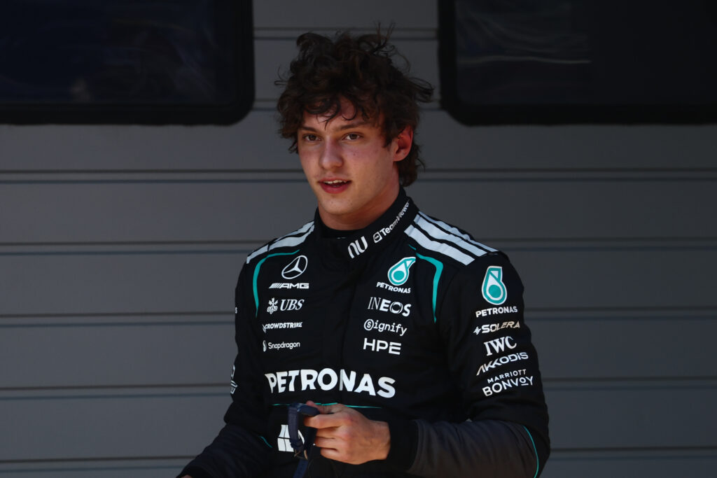 Andrea Kimi Antonelli of Mercedes after the qualifying ahead of the Formula 1 Chinese Grand Prix at Shanghai International Circuit.