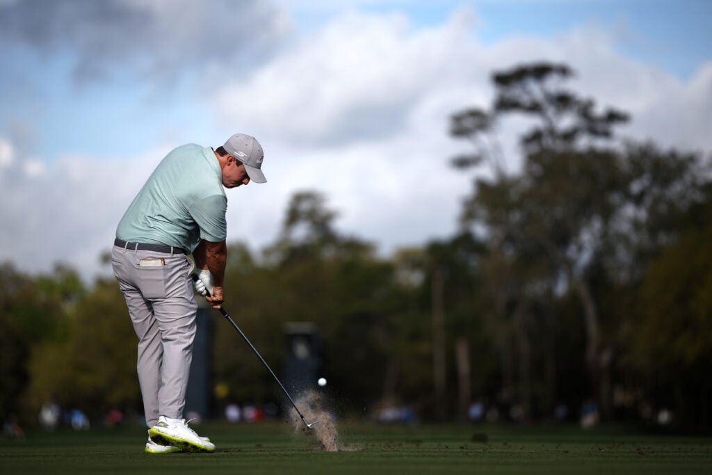 Matt Fitzpatrick of England plays his shot from the third tee during the first round of THE PLAYERS Championship 2026