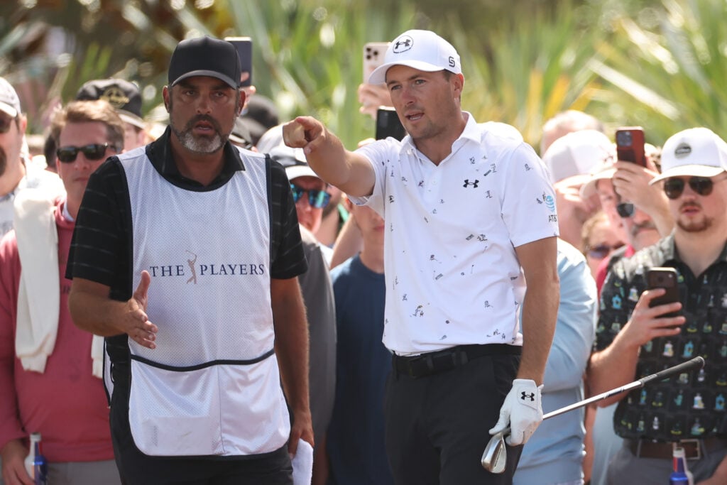Jordan Spieth on the ninth hole during the second round of THE PLAYERS Championship at TPC Sawgrass
