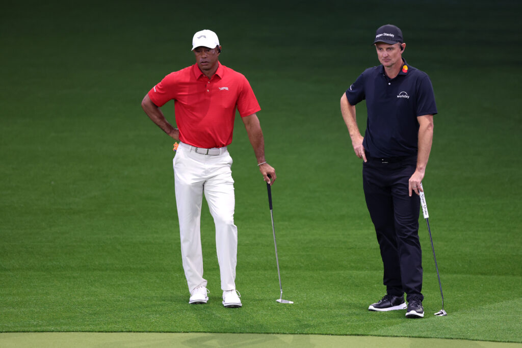 Tiger Woods of Jupiter Links Golf Club and Justin Rose of the Los Angeles Golf Club