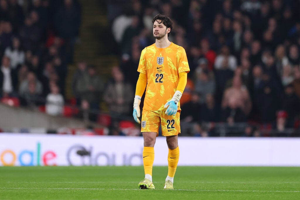 James Trafford of England looks on during the international friendly match between England and Uruguay at Wembley Stadium.