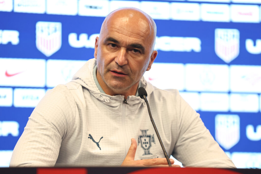Head Coach of the Portugal Roberto Martinez speaks with the media during a press conference before an international friendly match against the United States at Mercedes-Benz Stadium.
