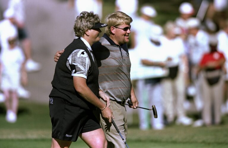 3 Dec 1998:  Laura Davies (left) and John Daly (right) in action during the JCPenney Classic in Westin Innisbrook Resort in Palm Harbor, Florida. M...