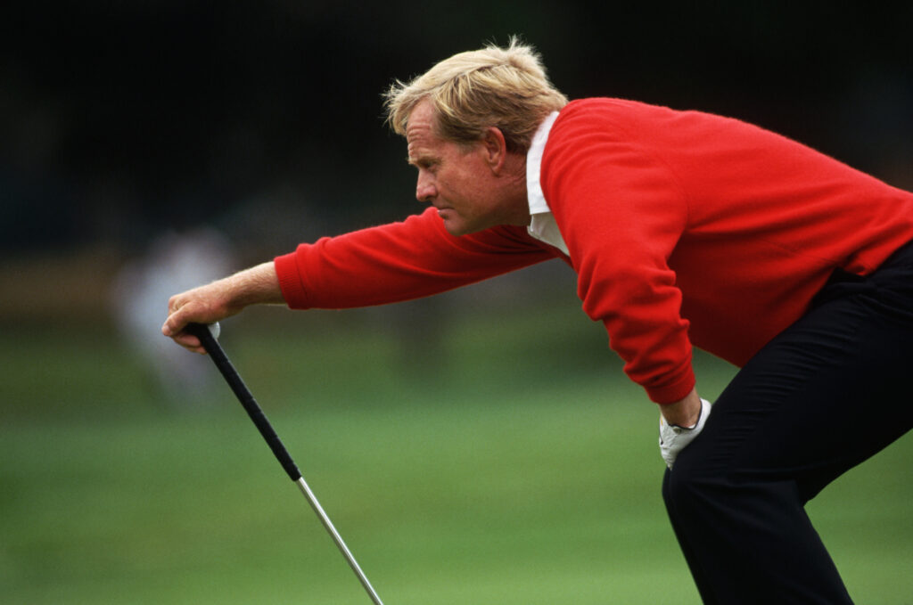 Jack Nicklaus lines up a putt