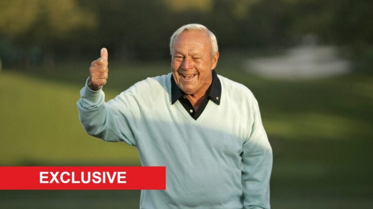 Arnold Palmer hits the ceremonial first tee shot to start the 2007 Masters Tournament at Augusta National Golf Club in Augusta, Georgia on April 5,...