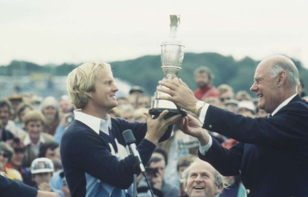 Jack Nicklaus lifts The Open Championship after his win in 1978