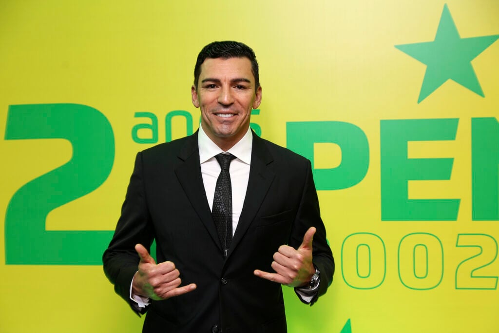 Brazilian former football player Luizao attends a ceremony organized by Brazilian Football Confederation to honor 2002 FIFA World Champions on the 20th anniversary at Fairmont Hotel.
