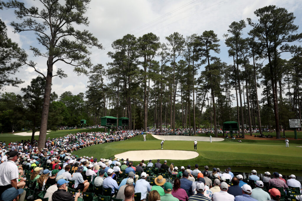 A general view of the 16th green during the second round of the 2023 Masters at Augusta National