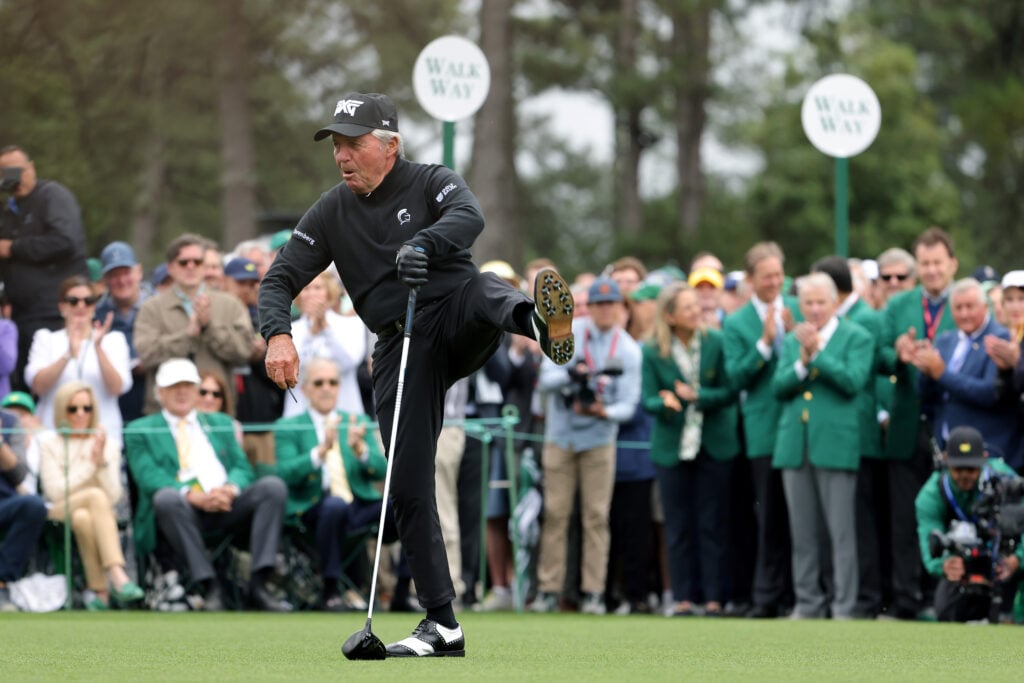 Gary Player during the Honorary Starters ceremony prior to the first round of the 2024 Masters at Augusta National